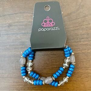 Paparazzi Azure and Silver Beaded Bracelet